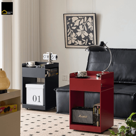 โต๊ะข้าง RENITA HOME รุ่น BRODY พร้อมล้อเลื่อน สีดำ_2